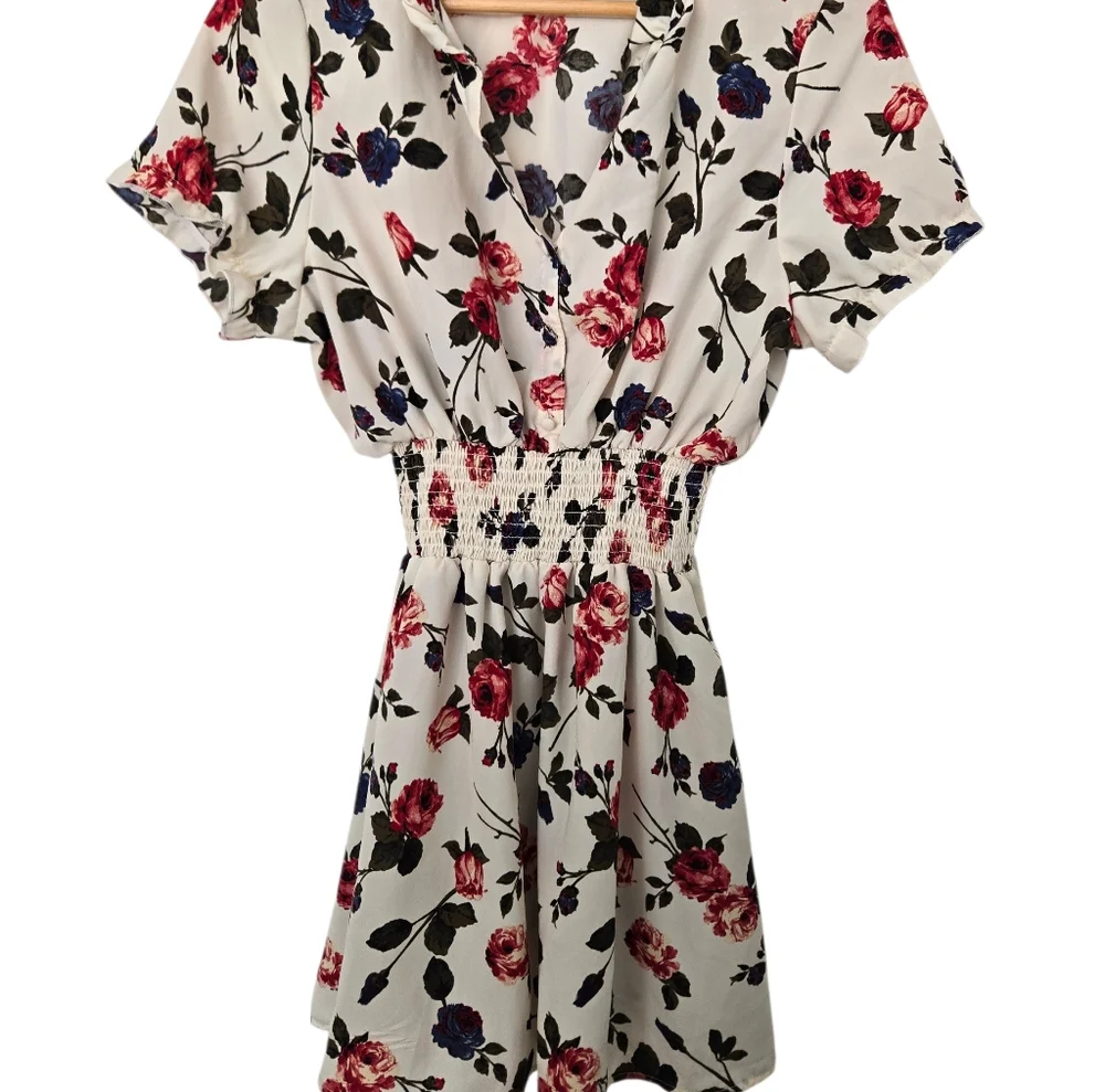 J for Justify Floral Mini Dress in Red and Blue Size Large - Picture 1 of 4